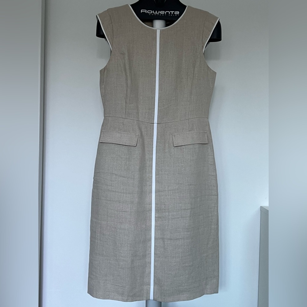 J. Crew Tan Sleeveless Linen-Blend Sheath Linen Dress